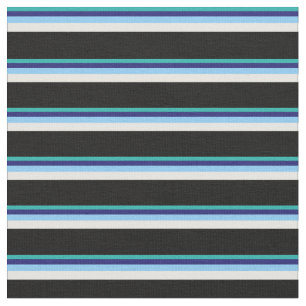 Tissu Vert mer, Bleu nuit, Bleu ciel, Blanc et Noir