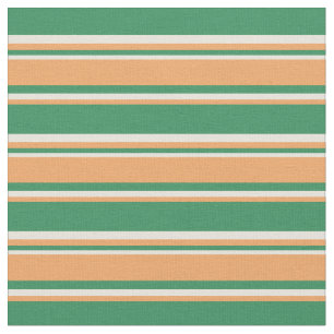 Tissu Vert mer, Brown & Beige Grandes/Lignes Motif