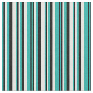 Tissu Vert mer clair, Noir & Crème Lignes de couleur