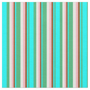 Tissu Vert mer, Cyan, Brown, Rose clair et crème à la me