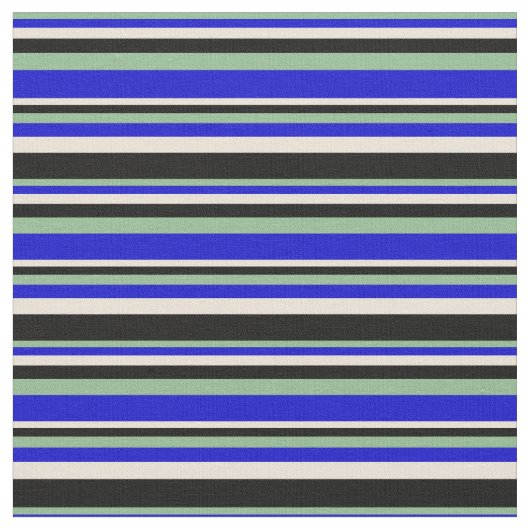 Tissu Vert mer foncée, bleu, bisque et noir (Fermer)