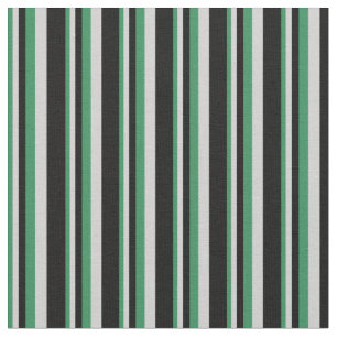 Tissu Vert mer, gris clair et noir Motif des rayures