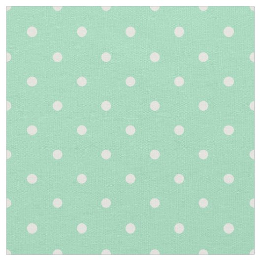 Tissu vert mousse de mer avec points Pois blancs (Fermer)