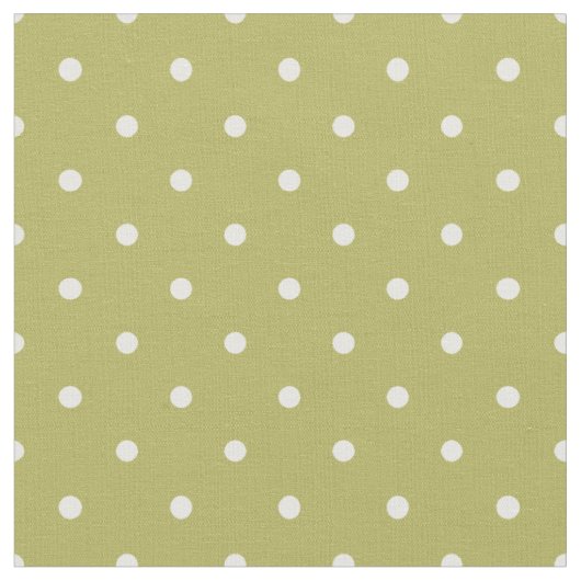 Tissu vert olive avec points Pois blancs (Fermer)