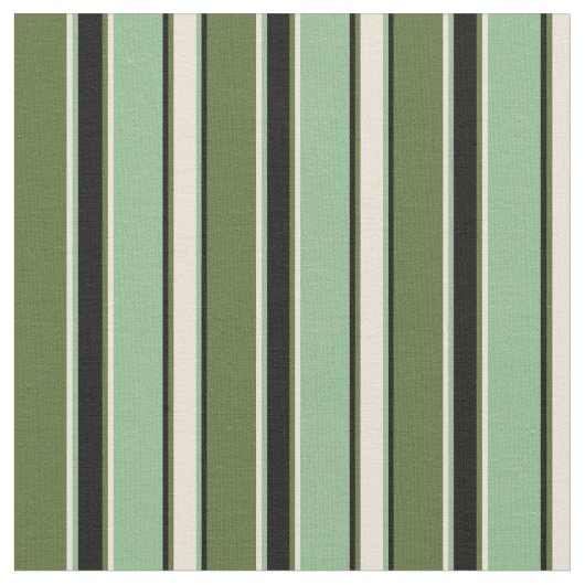Tissu Vert olive, Bisque, Mer Noire & Vert lignes (Fermer)