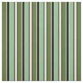 Tissu Vert olive, Bisque, Mer Noire & Vert lignes (Échantillon)