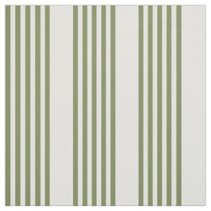 Tissu Vert olive et beige cinq rayures motif