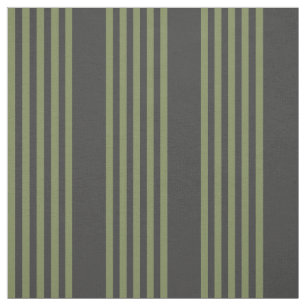 Tissu Vert olive et charbon de bois cinq bandes motif