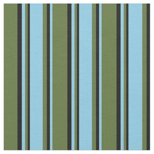 Tissu Vert olive foncé, bleu ciel et nuances noires (Fermer)