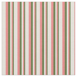 Tissu Vert olive foncé, Corail clair et Beige