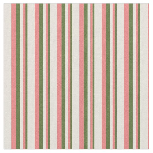 Tissu Vert olive foncé, Corail clair et Beige (Fermer)