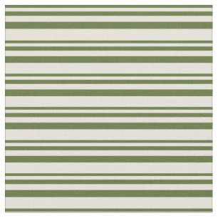 Tissu Vert olive foncé et rayures beiges