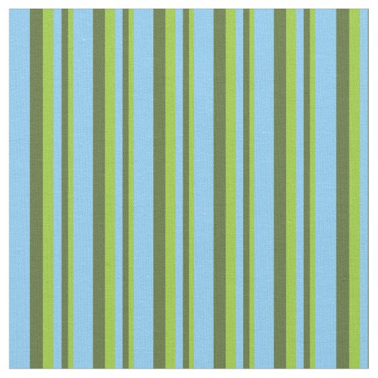 Tissu Vert, Olive foncé Vert et Ciel clair Lignes Bleues (Fermer)