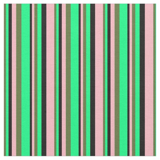 Tissu Vert olive foncé, Vert, Noir et Rose clair (Fermer)