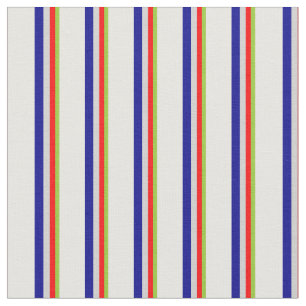 Tissu Vert, Rouge, Gris clair, Bleu foncé & Blanc