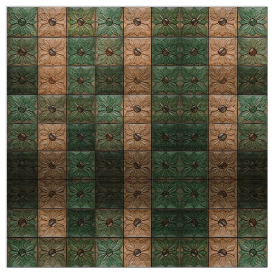 Tissu vert terre intemporel et Brown en tuile flor