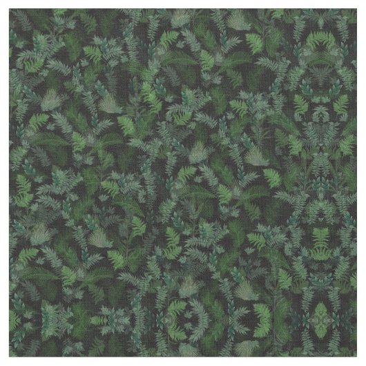 Tissu Vert tropicale moderne Feuillage vert noir (Fermer)