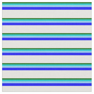 Tissu Vert, Turquoise, Ciel bleu clair, Bleu & Blanc