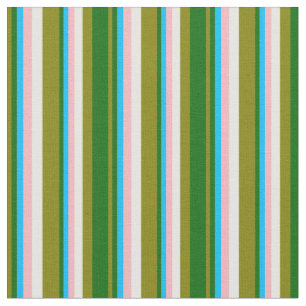 Tissu Vert, vert foncé, bleu ciel, rose clair et blanc