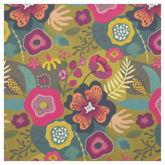 Tissu Verts tropicaux Abstrait Floral (Échantillon)