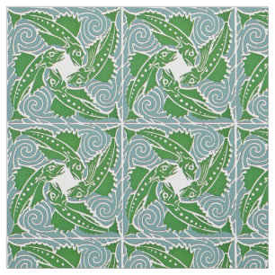 Tissu Victorian Era Art Nouveau Four Fish Motif