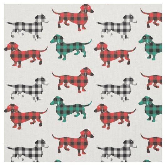 Tissu Vie de pays de teckels de plaid de Buffalo (Échantillon)