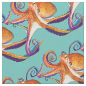 Tissu vie marine d'octopus aquarelle (Fermer)