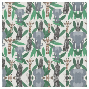 Tissu Vierge Zebra Elephant Giraffe Safari Animals