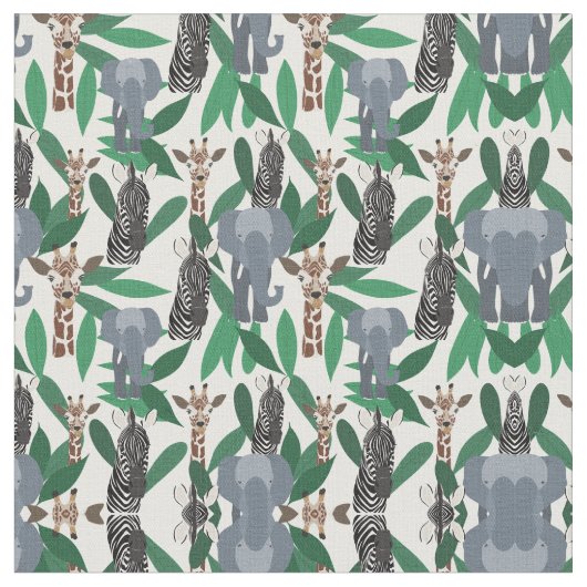 Tissu Vierge Zebra Elephant Giraffe Safari Animals (Fermer)
