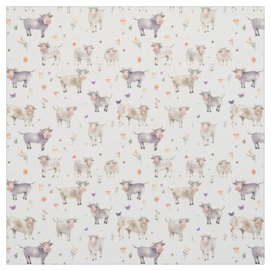 Tissu Vieux Et Ravissant : Vache Whimsy (Échantillon)