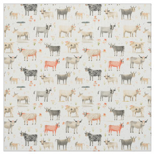Tissu Vin bizarre : Vache Whimsy