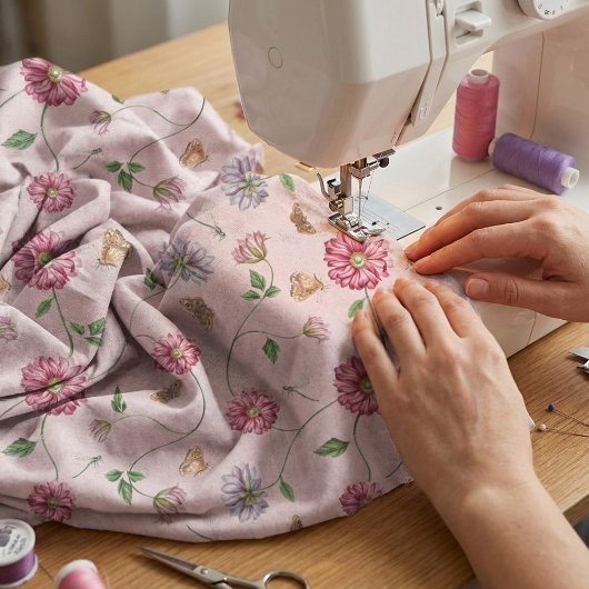 Tissu Vin floral rose et violet