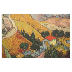 Tissu Vincent van Gogh - Paysage, Maison et Laboureur
