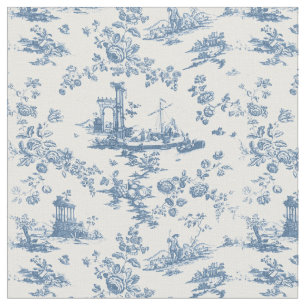 Tissu Vintage Anglais Floral Toile de Jouy-Blue