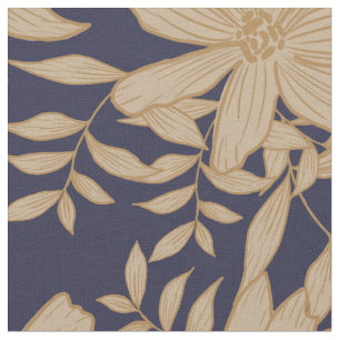 Tissu vintage beige et bleu marine