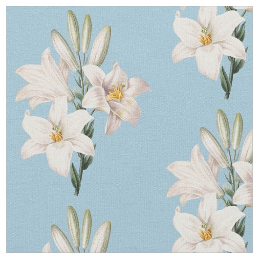 Tissu Vintage Blanc Lilies Floral (Fermer)