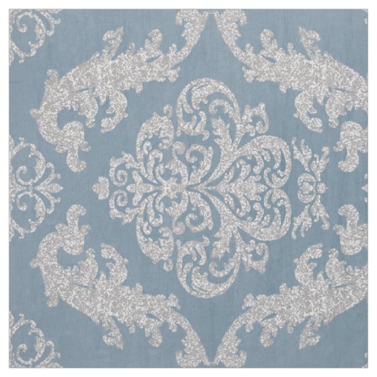 Tissu Vintage bleu damassé (Échantillon)