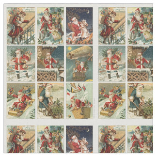 Tissu Vintage Christmas Père Noël Tiled Image Fabric