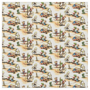 Tissu Vintage Cowboy - Cowgirls - Chevaux - Western Ranc