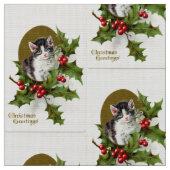 Tissu vintage de chaton de Noël (Fermer)
