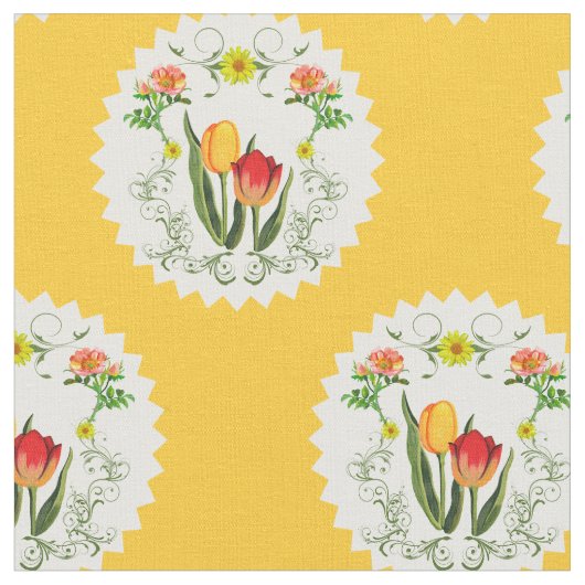 Tissu vintage de tulipes (Fermer)