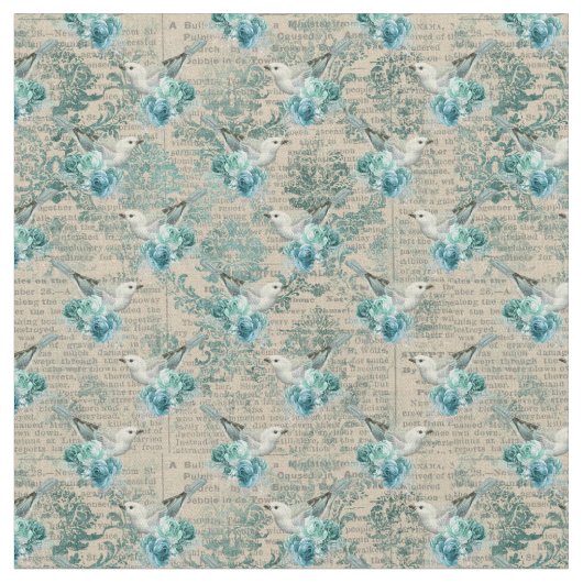 Tissu vintage d'oiseaux (Fermer)