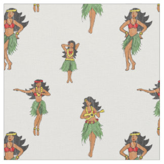 Tissu Vintage Hula Dancing Girls Hawaiian Patterned