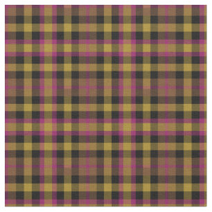 Tissu Vintage Magenta, or et noir Plaid