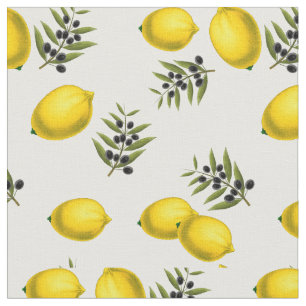 Tissu Vintage moderne citron et Motif d'olive