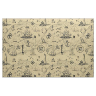 Tissu Vintage Motif nautique ancien Arrière - plan de ca