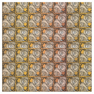 Tissu Vintage noir et or Rose motif floral