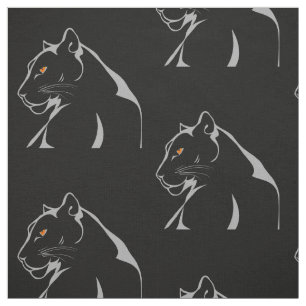 Tissu Vintage Panther Big Strand Angry Cat Orange Eyes