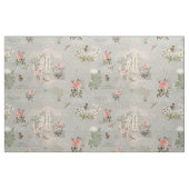 Tissu Vintage Paris Botanique Floral Script Gris (Yard)