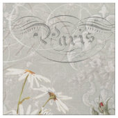 Tissu Vintage Paris Botanique Floral Script Gris (Fermer)